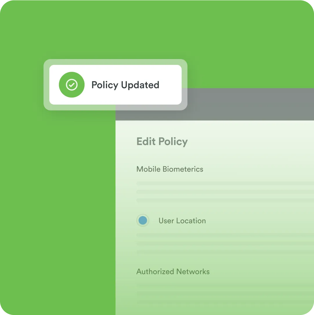Policy Updated notification from Duo to stay up to date and up to code with Duo's FedRAMP-authorized and FIPS-compliant solutions.