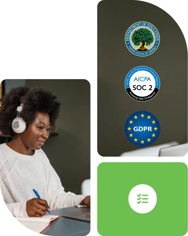 Department of Education, GDPR, AICPA SOC2 and other regulatory compliance logos shown as part of Duo's compliance initiatives.