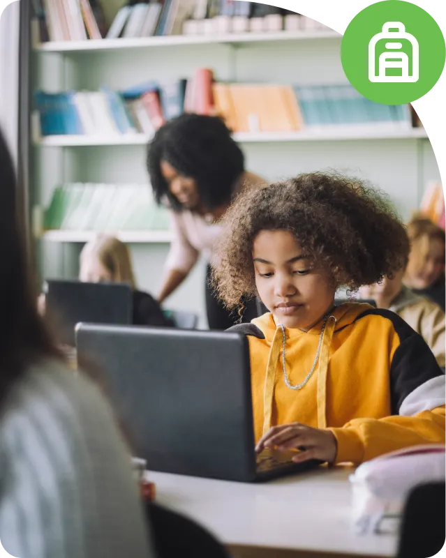 School students studying cybersecurity