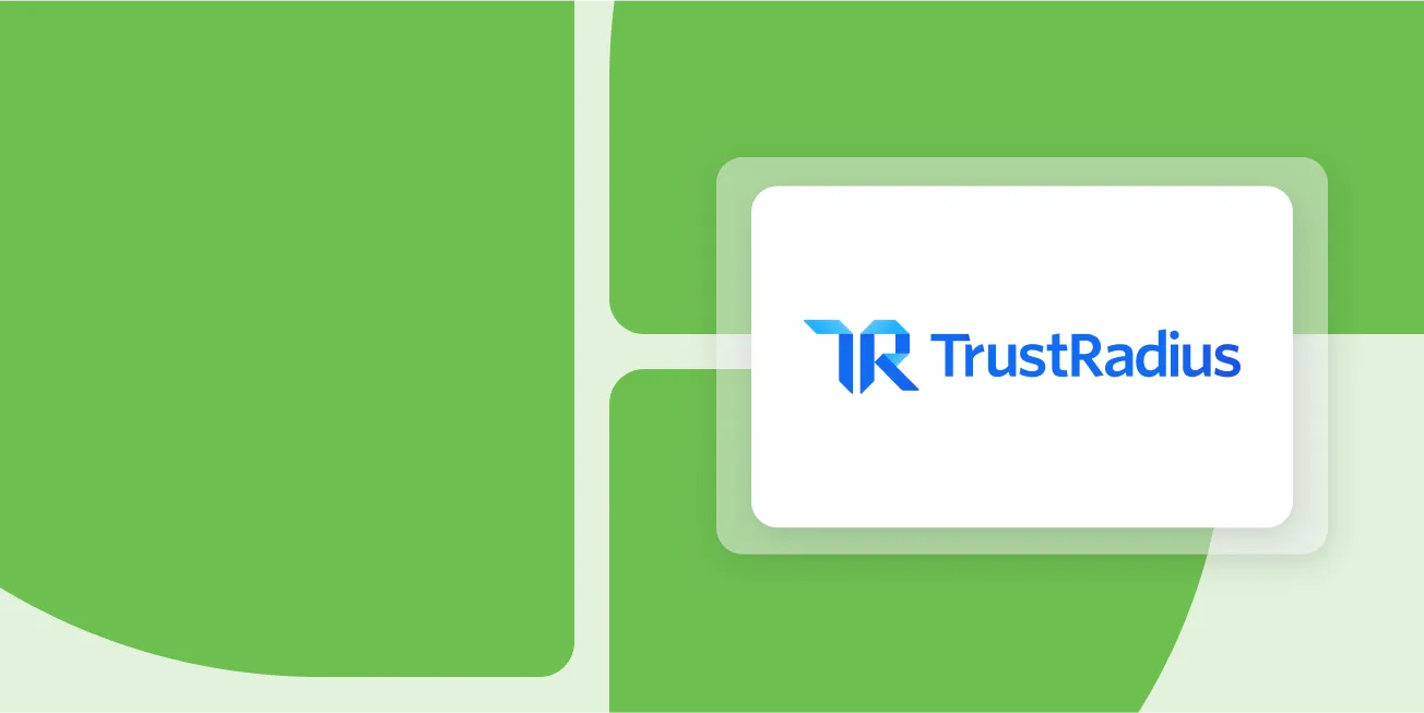 Trust Radius logo layered over Duo Security&rsquo;s green brand color.